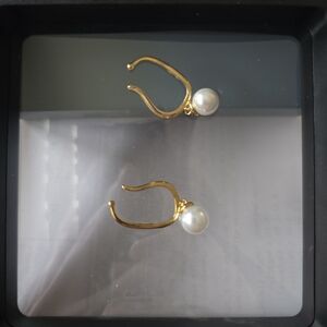Sterling Silver Pearl Cuff Earrings